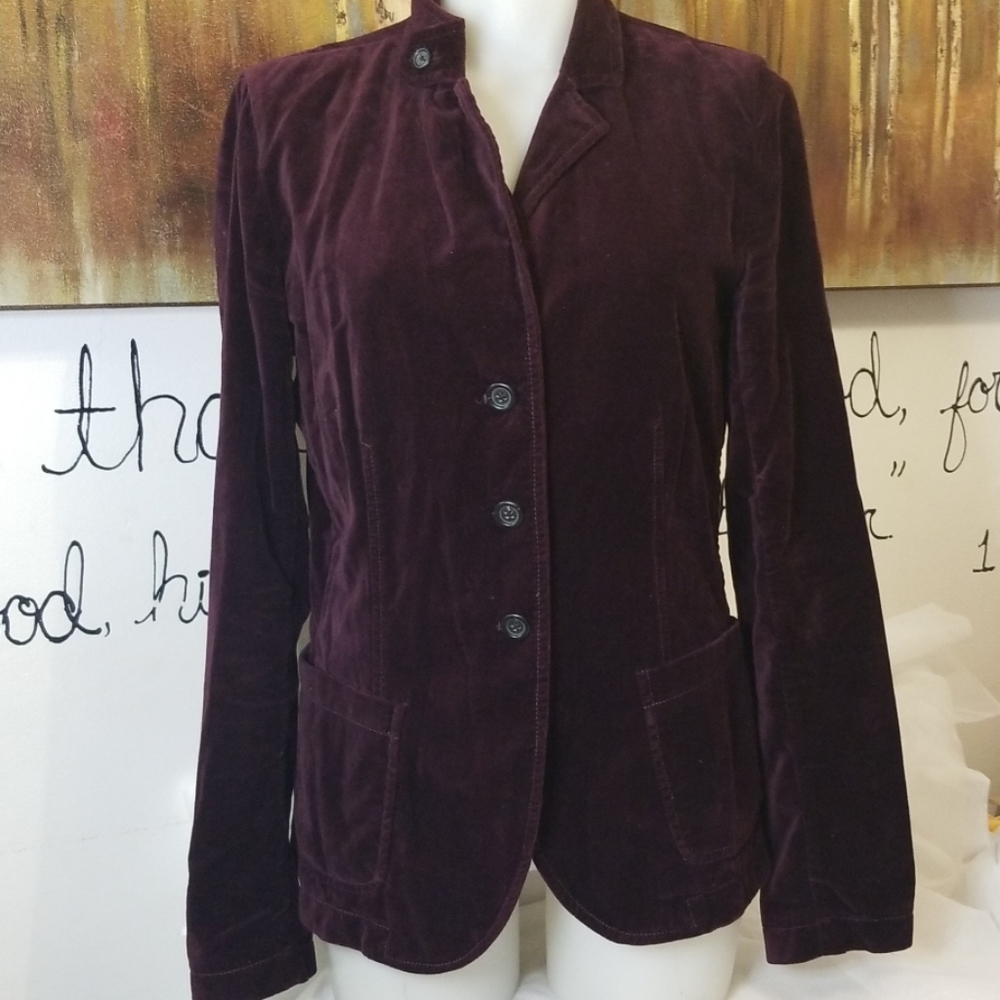 J CREW BURGUNDY VELVET WOMEN'S BLAZER JACKET SZ TM